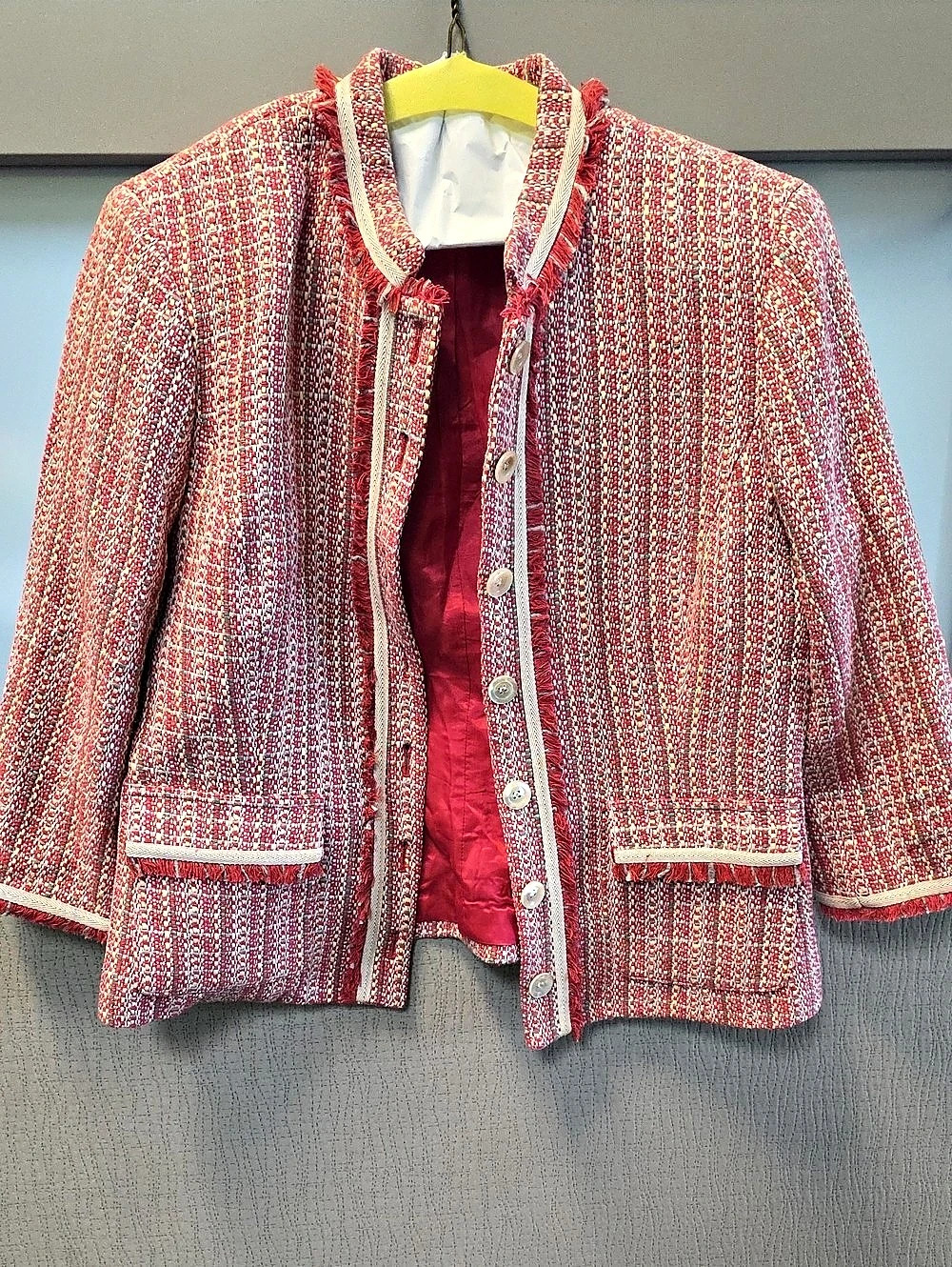 WORTH - Tweed Blazer in Red & White Size 12